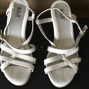 Anna white wedge sandals.